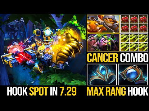 7.29 HOOK SPOT!!! CANCER COMBO Pudge + Techies | Epic Max Range Hooks | Pudge Official