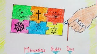 Minorities Rights Day in India Drawing | 18 December | Easy Poster on Rights of Minorities in India