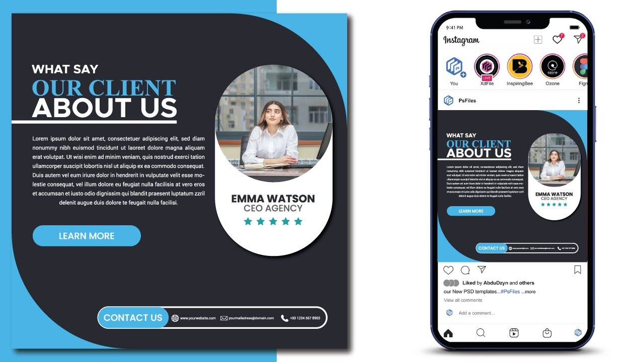 Modern and creative client testimonials or customer feedback social media post