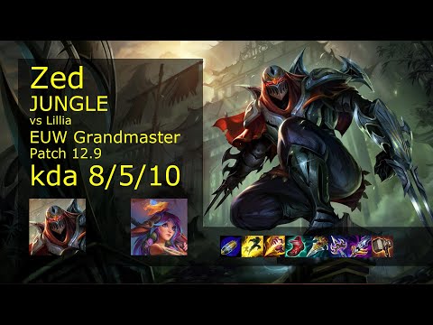 Zed Jungle vs Lillia - EUW 8/5/10 Patch 12.9 Gameplay