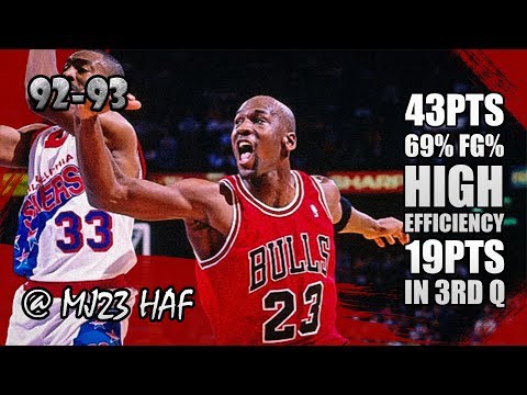 Michael Jordan Highlights vs 76ers (1993.03.24) - 43pts, Carrying the team, 19 in the 3RD Q!