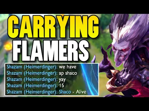 MY TEAM FLAMES ME EARLY GAME... SO I SAT UP AND CARRIED!! - Pink Ward Shaco