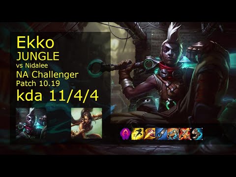 Ekko Jungle vs Nidalee - NA Challenger 11/4/4 Patch 10.19 Gameplay