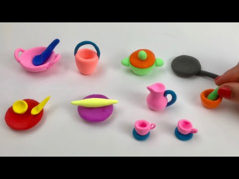 Amazing technique make kitchen set with polymer clay| Miniature clay kitchen set| Primitive kitchen