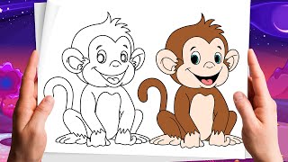 COMO DESENHAR UM MACACO - PASSO A PASSO - PINTANDO E COLORINDO - FCIL