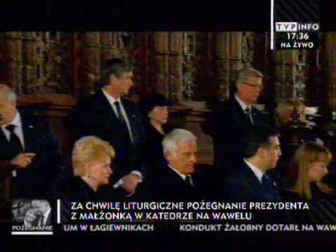 18 04 2010 M Saakashvili with wife.Poland in mourning.Cathedra in Wawel TVP Info