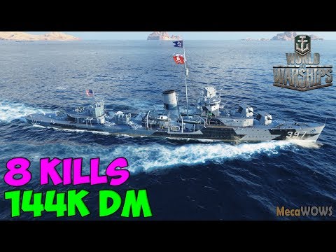 World of WarShips | Benham | 8 KILLS | 144K Damage - Replay Gameplay 4K 60 fps