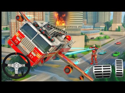 Flying Fire Fighter Truck Robot Simulator Game - Ambulance🚑 Fire Fighter Game - Android Gamesplay
