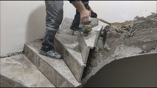 Mermerciden yuvarlak merdivene mermer granit böyle döşenir - Marble gr