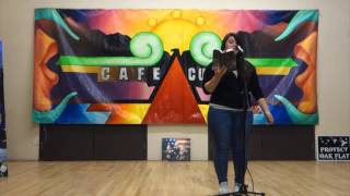 Shadow over Sister's Land by John Trudell Performed by Alexis - Cafe Cultura's 12/11/15 Open Mic