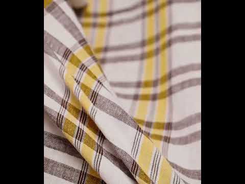 Check Brwon Yellow & White Pure Cotton 99 GSM Handwoven Fabric — video