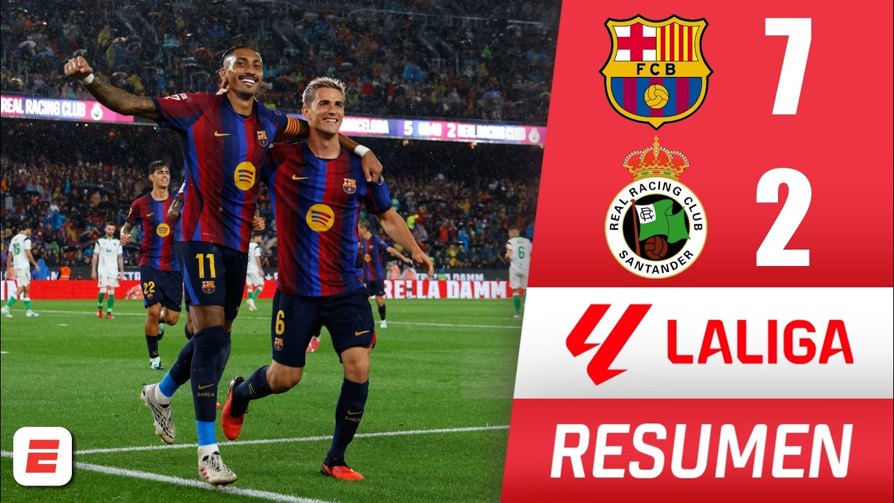 FESTIVAL AZULGRANA. BARCELONA VUELVE a GOLEAR con HAT-TRICK DE RAPHINHA ante el RACING | La Liga