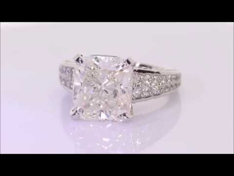 7.25 ctw Diamond Engagement Ring - Cushion Cut H SI2 | BigDiamondsUSA