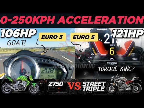 KawasakI Z750 🆚️ Triumph Street Triple RS | 0-250kph Acceleeration | Top Speed Attempt 🔥