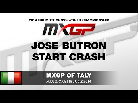 MXGP of Italy 2014 MX2 Start Crash - Jose Butron Crash - Motocross