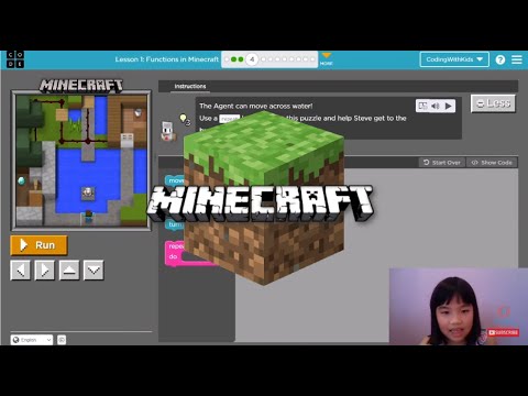 How to Code MINECRAFT in Code.org: Course F Lesson 1: Functions in Minecraft Puzzle 2-4