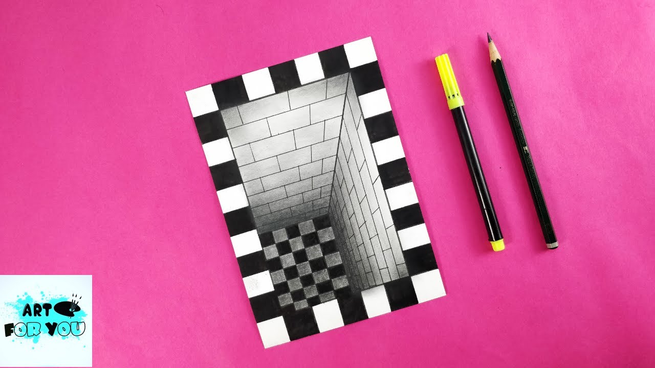 3d illusion art how to draw a hole 3d trick art by art for you