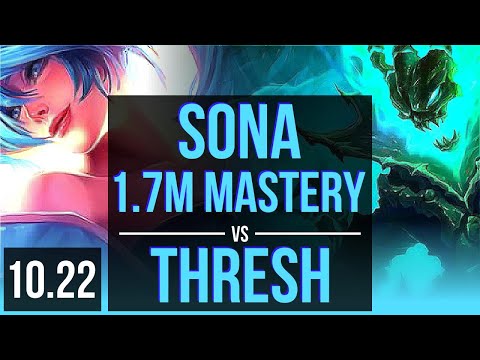 SONA & Miss Fortune vs THRESH & Ezreal (SUPPORT) | 1.7M mastery, 4/3/12 | KR Diamond | v10.22