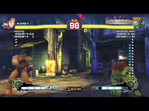 rapiyong [Ryu] vs. nocturnal_rites- [Blanka] - PSN SSF4 Arcade Edition