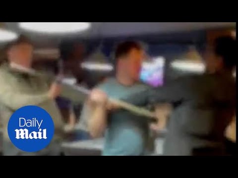 Pool hall brawl breaks out as thugs snap cues on heads in crazy fight