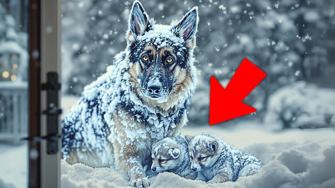 Mann öffnet Tür für frierenden Deutschen Schäferhund mit Welpen –was dann passiert, ist verblüffend!