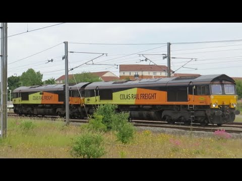 Colas Rail 66848 & 66849 Passes Darlington | 0D01 Carlisle N.Y. to Doncaster C.H.S.