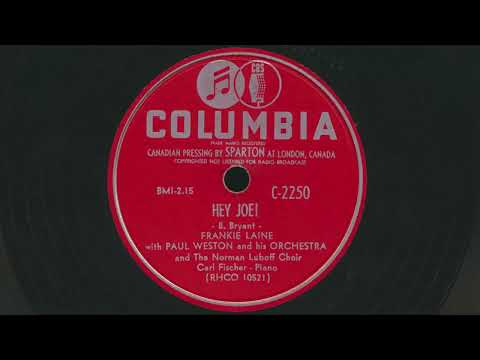 FRANKIE LAINE Hey Joe! (1953) - 78 RPM Record