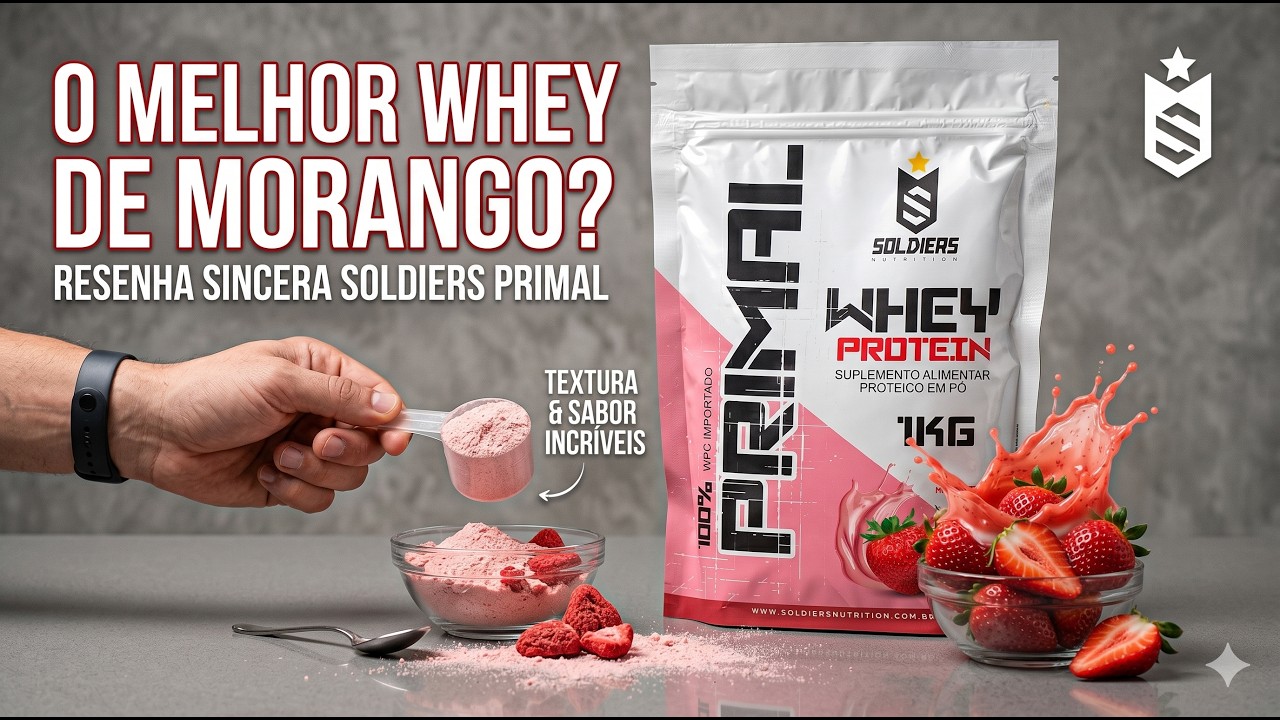 Miniatura da avaliação em vídeo de Whey Protein Primal 1kg Soldiers Nutrition Sabor Chocolate Belga