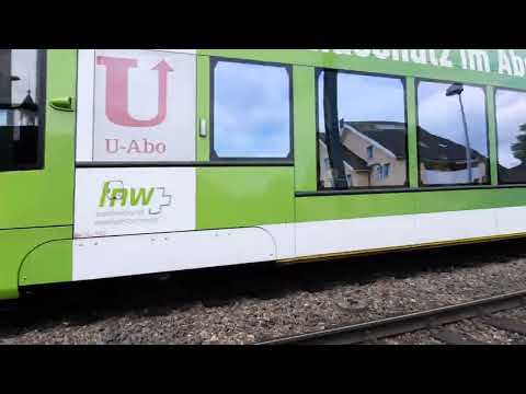 Tram der BLT Tango Linie 10/Durchfahrt Nähe Bottmingen Schloss BL/Werbetram U-Abo
