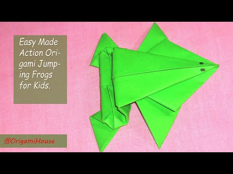 Easy Made Action Origami Jumping Frogs for Kids.