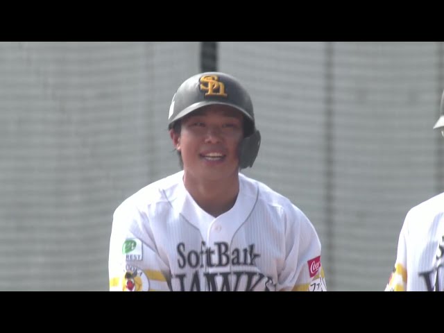 【ファーム】チャンス逃さず!! ホークス・井上朋也 ライト前へのタイムリーヒットで同点に追いつく!! 2025年8月31日 福岡ソフトバンクホークス 対 広島東洋カープ