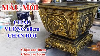 Khuôn chậu vuông 60cm chân rời nhựa Composite - Khuôn chậu Sơn Cương
