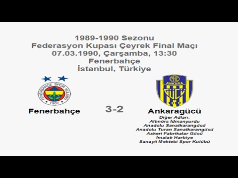 Fenerbahçe 3-2 Ankaragücü 07.03.1990 - 1989-1990 Turkish Cup Quarter Final Match (1st and 2nd Goals)