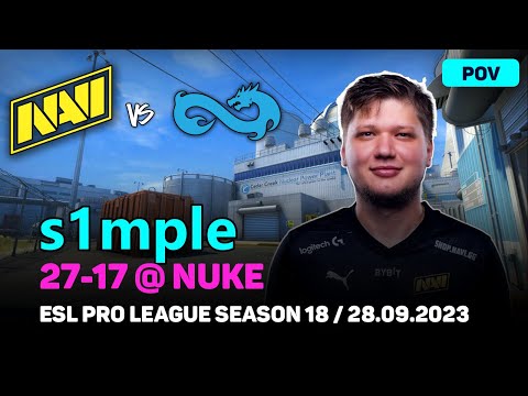 CSGO POV NAVI s1mple (27/17) vs Eternal Fire (nuke) @ ESL Pro League Season 18 / Sep 28, 2023