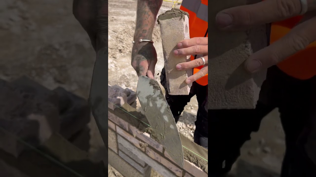 🧱How to lay a brick overhand🧱 #bricklaying #bricklayer #brickwork #trowellife