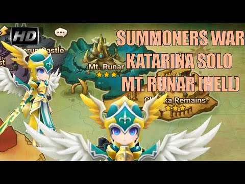 [HD] Summoners War Katarina (Wind Valkyrja) Solo Mt. Runar Hell For XP Farming GMGUILD