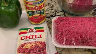 Easy Lawry’s Chili.  Simple chili recipe.  Uses one pound of ground beef.  Not spicy