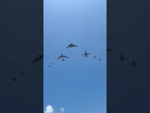 B-2, B-1, B-52 and FOUR escort Flyover! #aviation #military #airshow