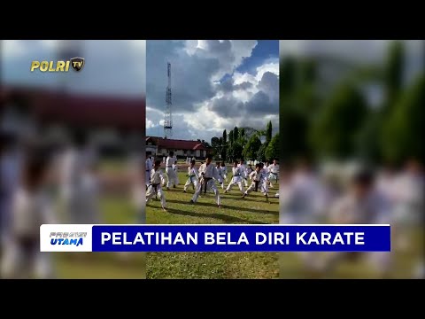 PERSONEL POLRES LANDAK MELATIH WARGA BELA DIRI KARATE
