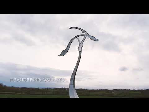 'Meandering Valleys' Kinetic Sculpture in high winds; 35mph - Delamore Arts Sculpture Exhibition