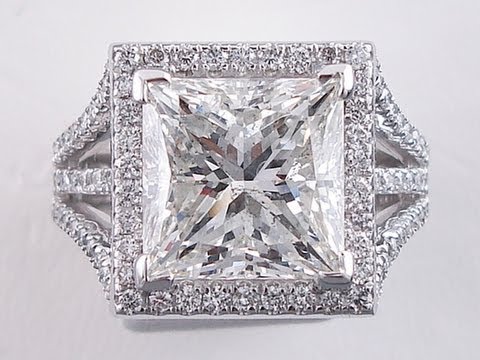 5.77 ctw Princess Cut H SI1 Diamond Engagement Ring - BigDiamondsUSA