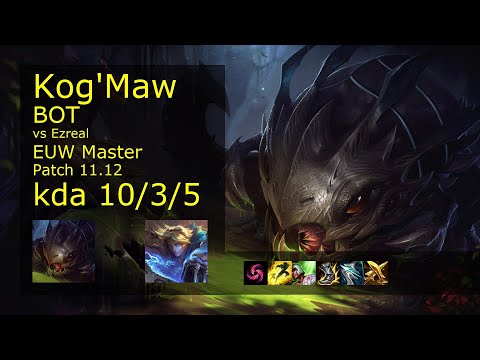 Kog'Maw ADC vs Ezreal - EUW Master 10/3/5 Patch 11.12 Gameplay