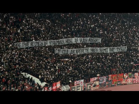 Delije pustile pesmu: "Za dobra stara vremena" uz parolu: "Neke grupe ne smeju na utakmice..."