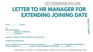 Letter to HR to Extend Joining Date – How To Write a Letter to Extend Joining Date