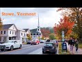 Beautiful American Village in Vermont Autumn time - STOWE Vermont USA Travel vlog 4K