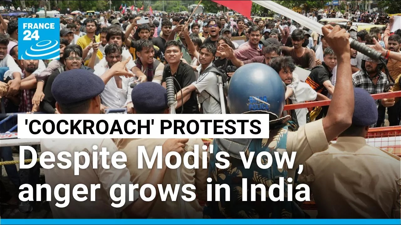 Modi vows punishment for exam fraud as 'Cockroach' protests spread • FRANCE 24 English