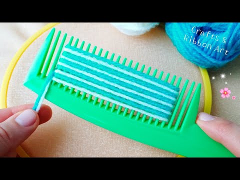 It's so Cute !! Superb Woolen Flower Craft Idea with Hair Comb - Hand Embroidery Amazing Flowers
