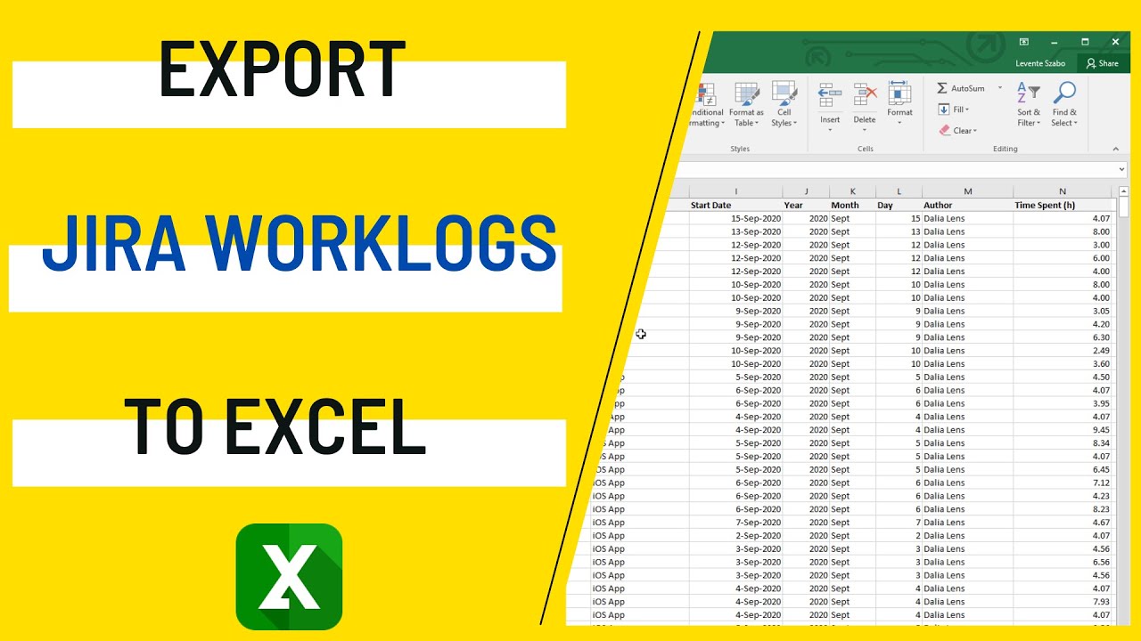 Export Jira Cloud worklogs to Excel