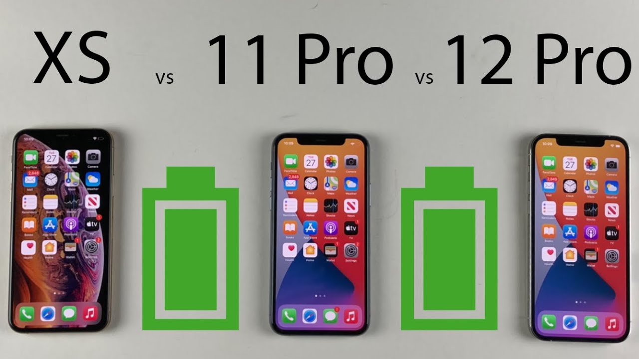 iPhone 12 Pro vs 11 Pro vs XS Battery Life DRAIN Test