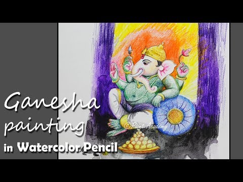 Mountains and Pine Tress Watercolor Pencil Landscape Drawing | steps to follow